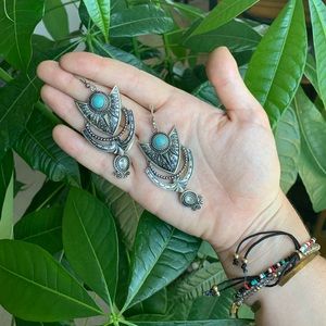 Medium size turquoise statement earrings